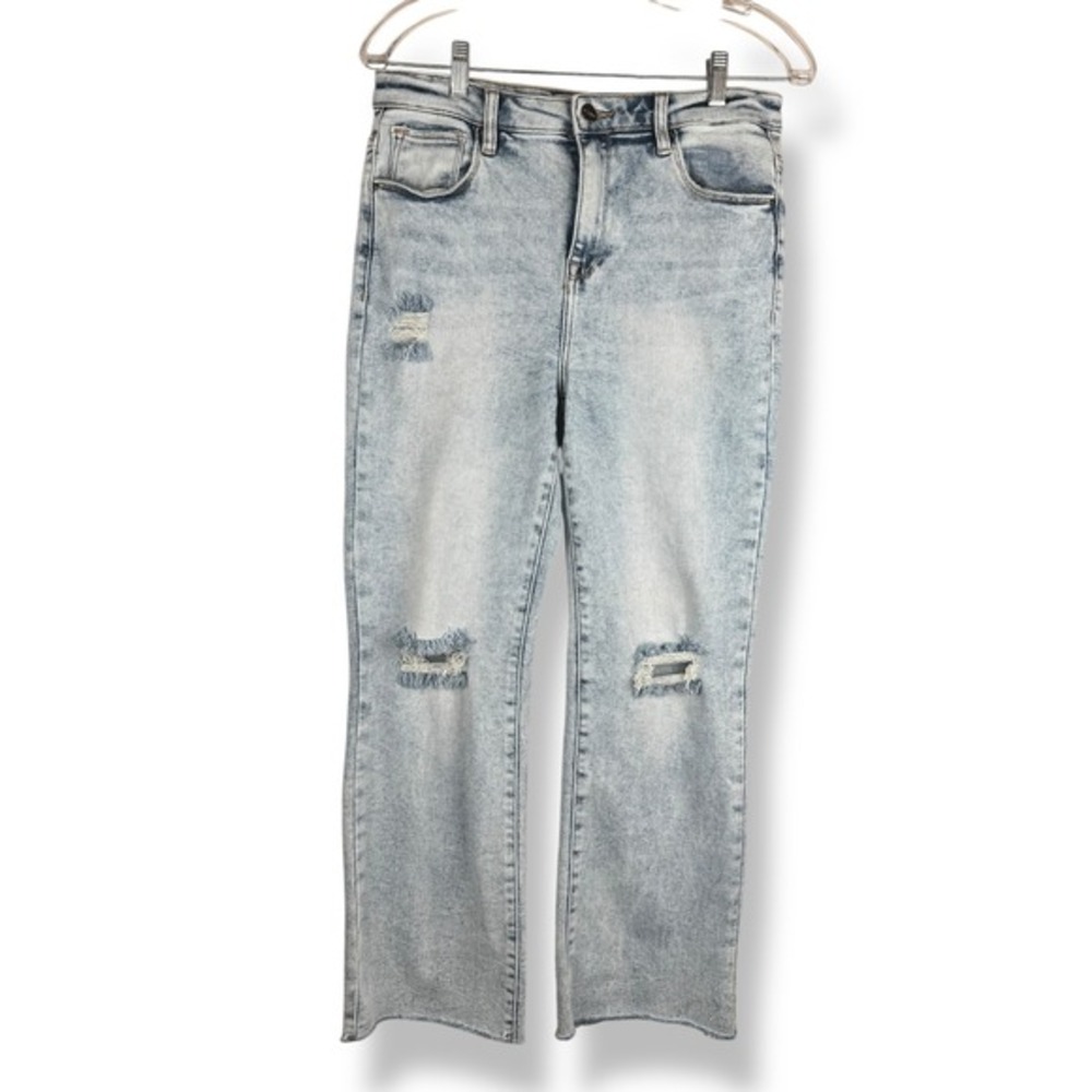 Risen Jeans Womens Size 9 29 Light Wash Grunge Ripped Cropped Denim‎ Streetwear